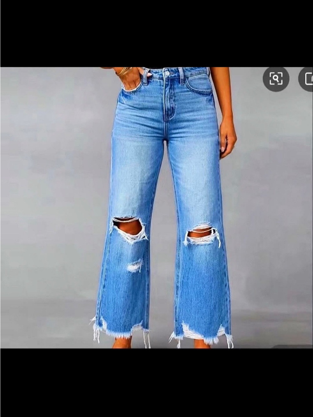High-Rise Light Blue Distressed Wide-Leg Jeans